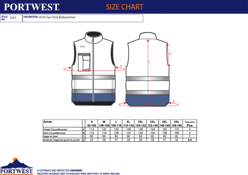 Vesta termica Hi-Vis, galben/navy, regular, Two Tone, Portwest